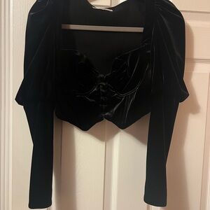 House of CB London Elegant Black Velvet Women's Top Size XS